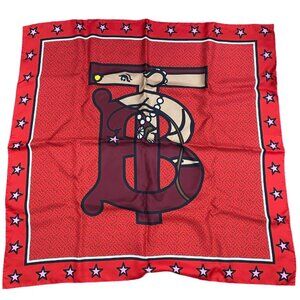 Pre-Loved  Burberry Bright Red Year of The Rat Monogram Silk Scarf